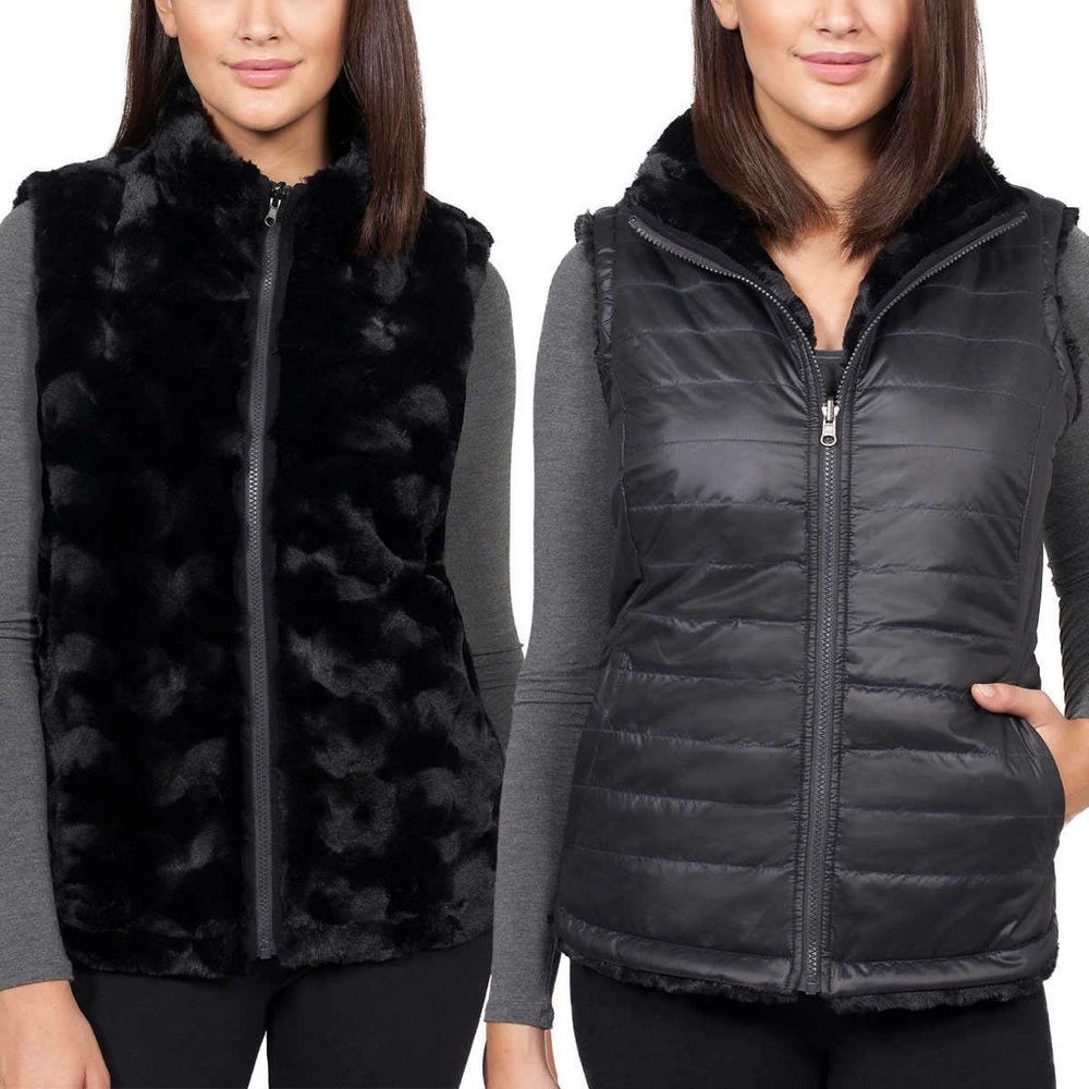 Nicole Miller Women's Reversible Faux Fur Vest